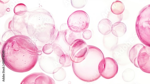 Abstract image of pink bubbles on a white background.