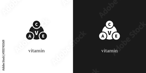 Vitamins icon, sign or label. Medical background heath Vector illustration