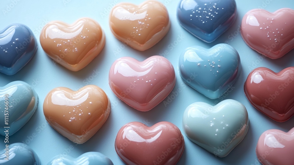 Fototapeta premium Pastel Heart Beads Flat-Lay Mockup. Generative AI