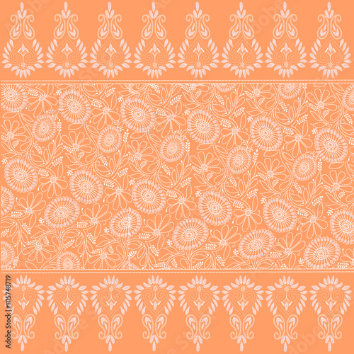 Floral seamless Chikankari embroidery patterns suitable for background wallpapers, printed textile patterns and other home decor articles