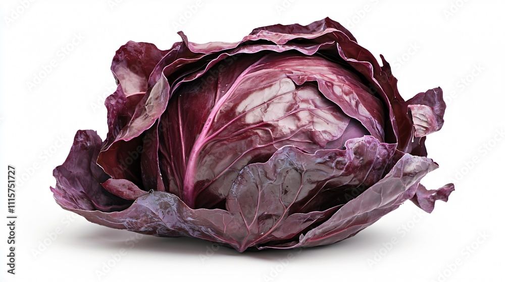 Obraz premium Whole red cabbage with vibrant color and tightly wrapped leaves on a clean background