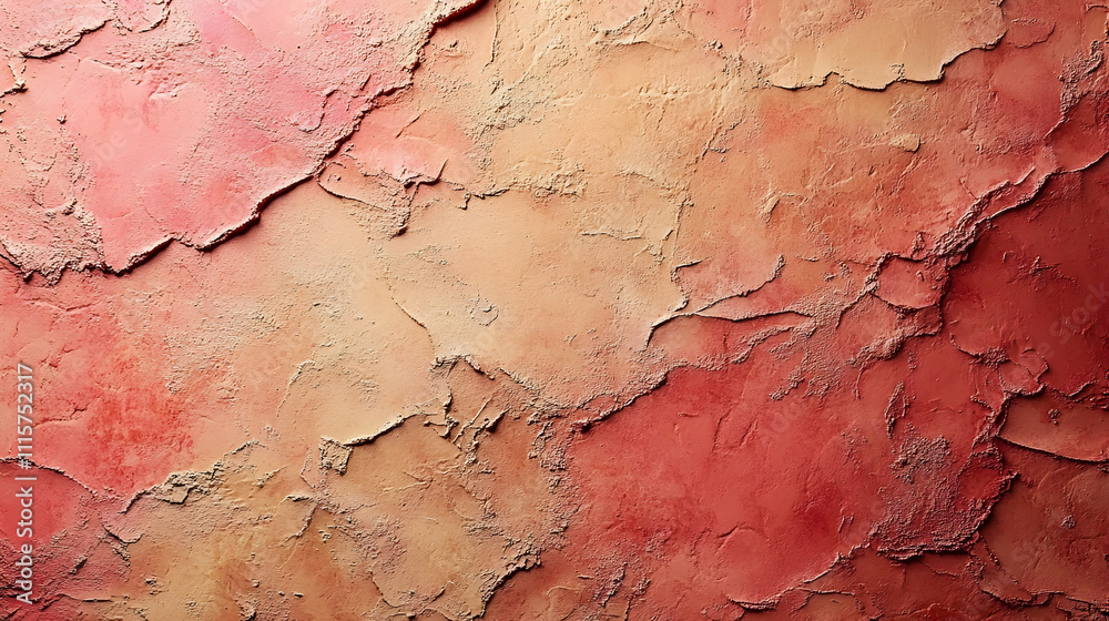 Fototapeta premium Textured pink and beige wall background.