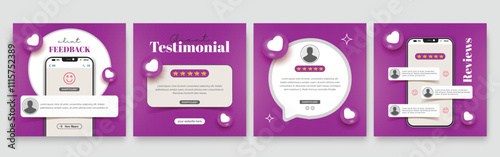 Clients feedback or testimonial social media post design template.