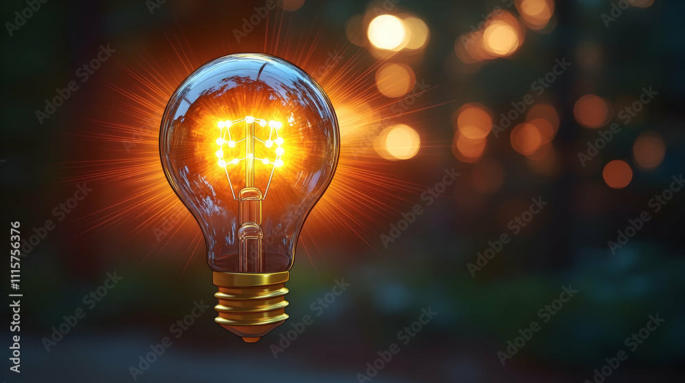 Glowing lightbulb with bokeh background. Glowing lightbulb with bokeh background.