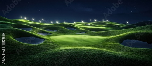 Illuminated Golf Course at Night