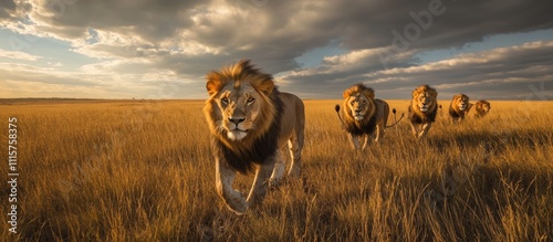 Pride of Lions in the African Savanna photo