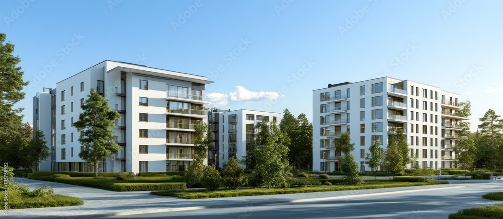 Fototapeta premium Modern Apartment Buildings in a Residential Neighborhood