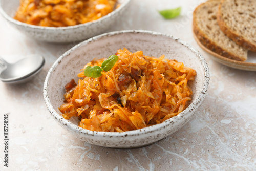 Stewed sauerkraut with tomato photo