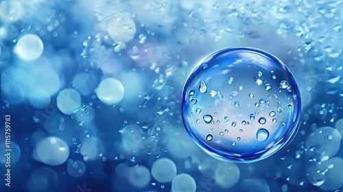 Wallpaper Mural A Blue Sphere Contains Many Small Bubbles Of Water Torontodigital.ca