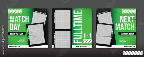 Sport social media post template , Football Match day , Full time , Next match