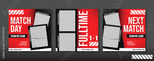 Sport social media post template , Football Match day , Full time , Next match