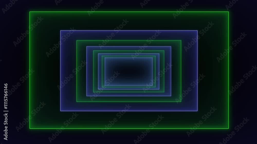 Neon square tunnel in a seamless loop.