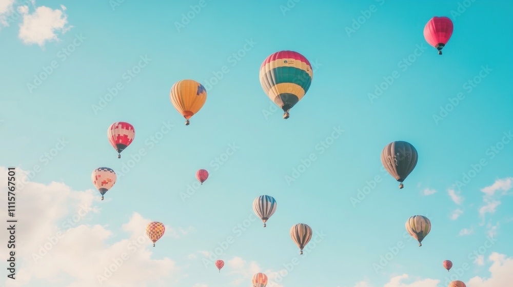 Obraz premium Colorful Hot Air Balloons Soaring in the Sky