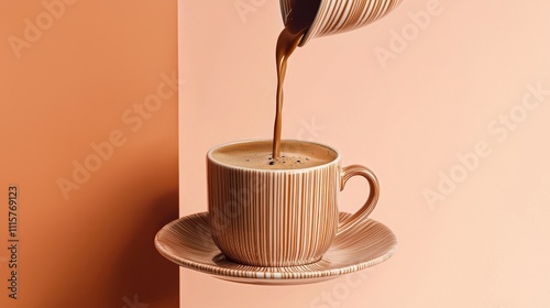 Isolated Pastel Coffee Cup on Colorful Background