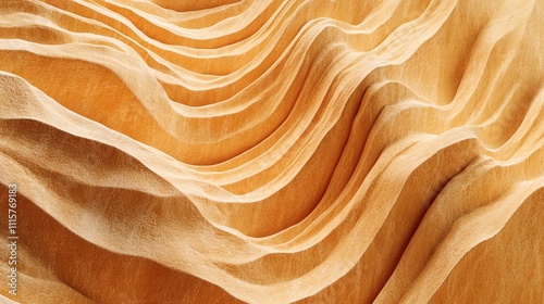 Abstract pattern of smooth, flowing, layered, beige and light brown shapes.