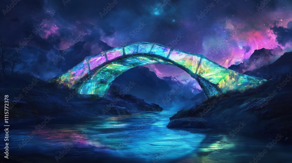 Farbige Brücke in mystischer Landschaft Farbige Brücke in mystischer Landschaft