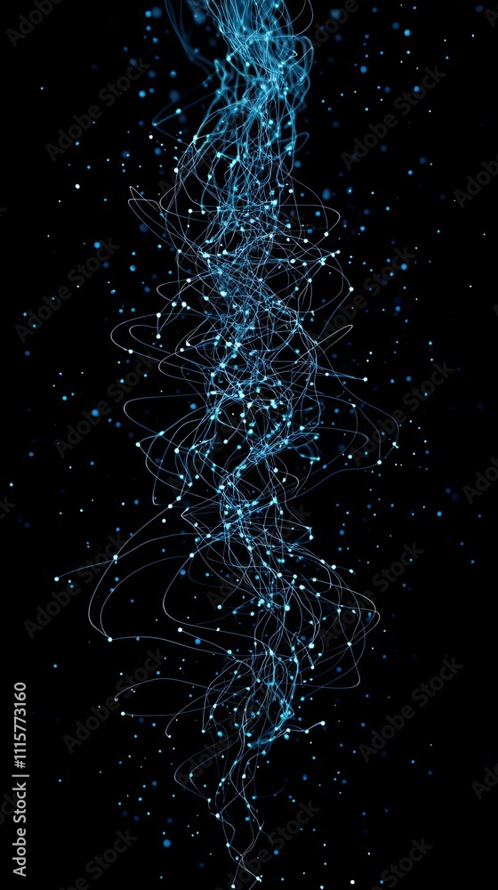 Fototapeta premium Abstract Blue Light Trails and Glowing Particles