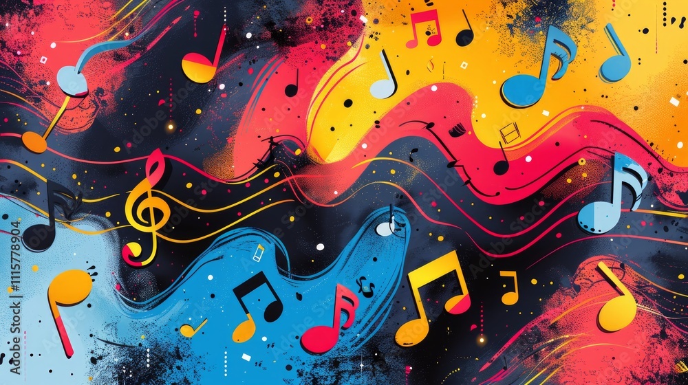 Obraz premium Colorful abstract music notes background.