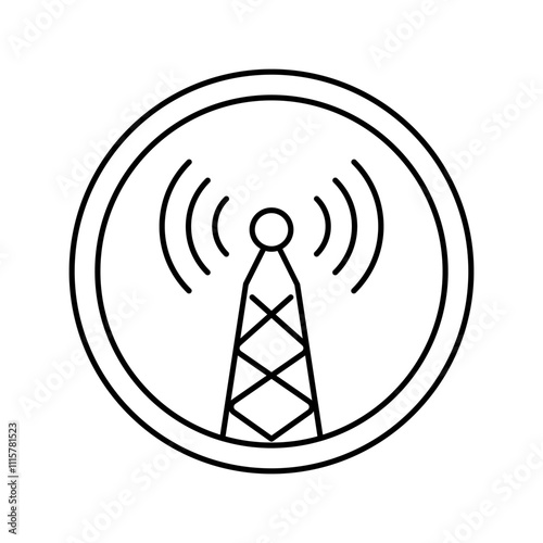 electromagnetic interference label line icon vector. electromagnetic interference label sign. isolated contour symbol black illustration