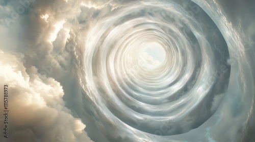 Lichtspirale in Wolkenlandschaft photo