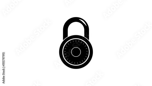 combination lock, black isolated silhouette