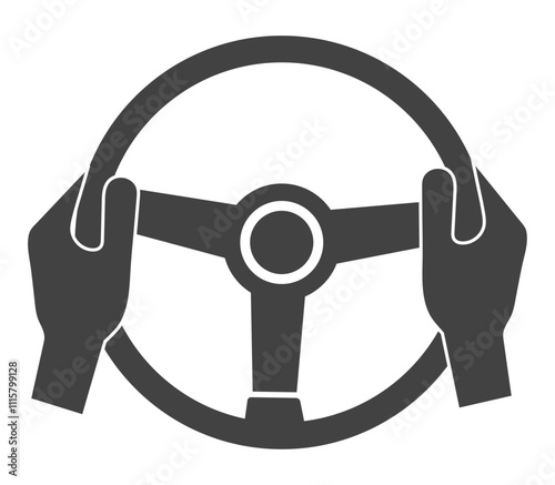 Car steering wheel and driver's hands icon vector. Driving car steering wheel vector illustration on white background.