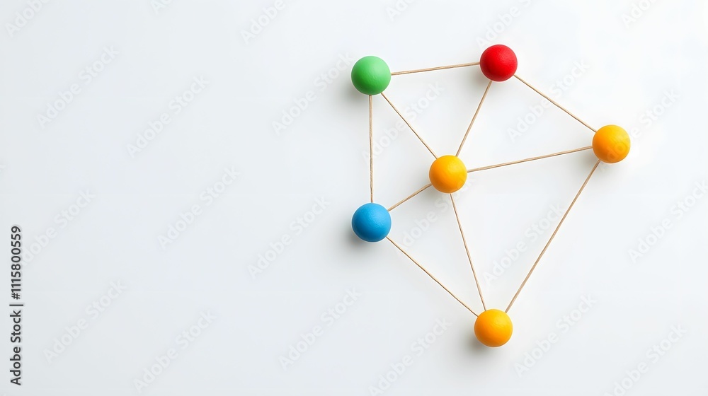 Obraz premium 3D Colorful Network Structure with Connected Nodes