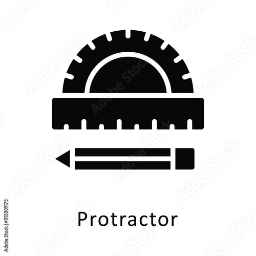 Protractor Vector Glyph Icon. Eps file 10