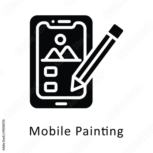 Mobile Painting Vector Glyph Icon. Eps file 10