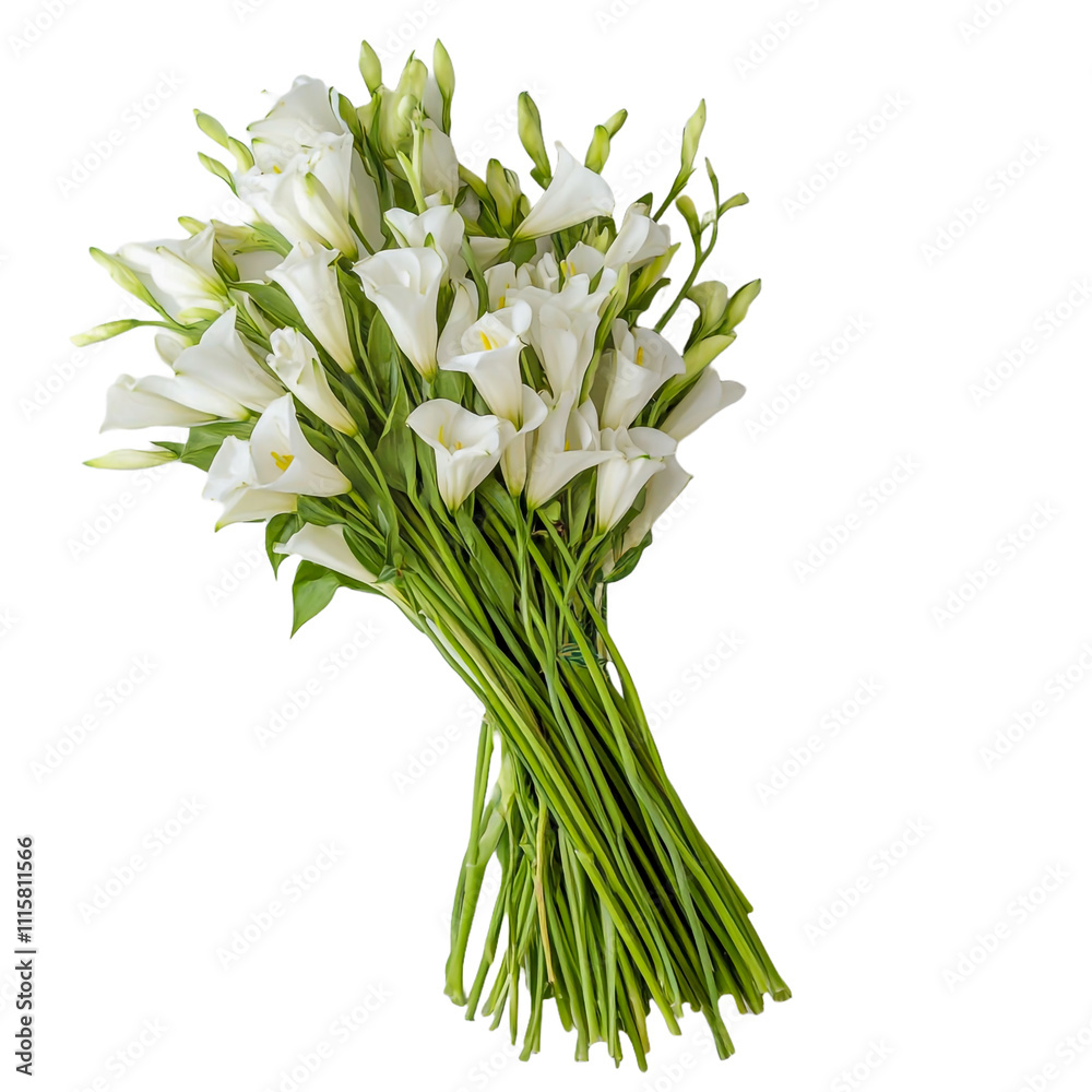 Obraz premium A beautiful bouquet of fresh white lilies elegantly arranged on transparent background