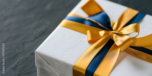 Elegant gift box with pearlized ribbon for thoughtful home still life aesthetic photo