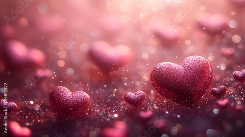Romantic Valentine-themed background with soft pink and red gradients, floating hearts, and subtle sparkles