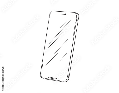 Sketch smartphone with touchscreen display. doodle phone icon modern gadget. 