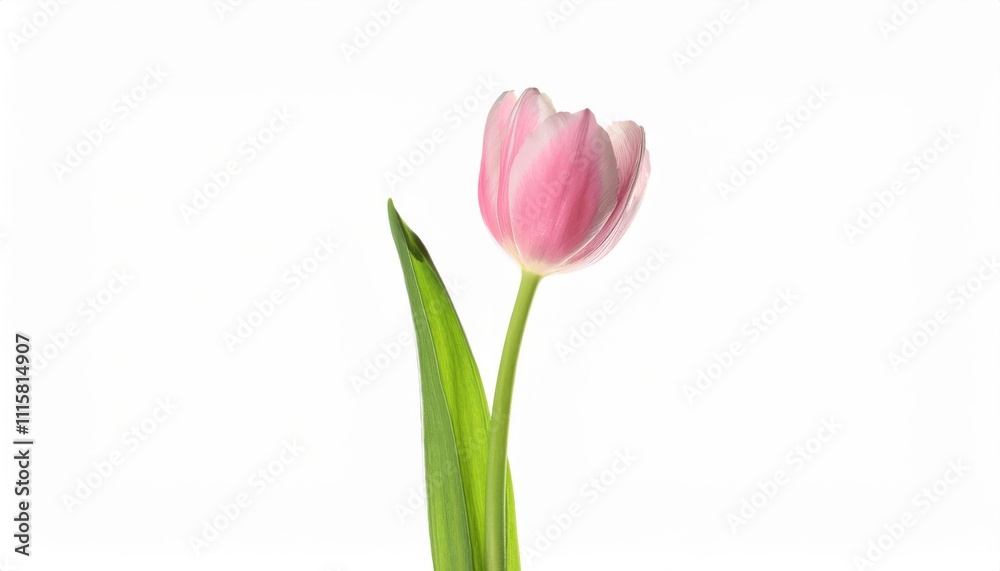 Fototapeta premium Elegant Pink Tulip. Symbol of Grace and Femininity for Celebrating Women's Day, Spring Weddings, Anniversaries, and Mother’s Day. Perfect for Minimalist Floral Art and Romantic Home Decor