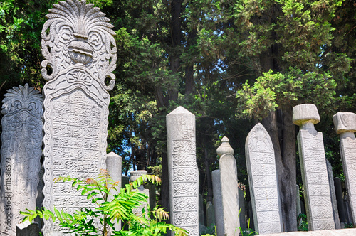Old tombstones in Eyup Sultan Cemetery. 08/07/2018
