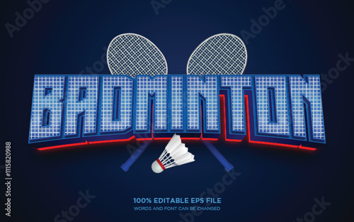 Badminton 3D editable text style effect	
