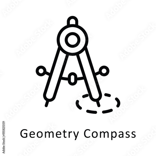 Geometry Compass Vector Outline Icon. Eps file 10