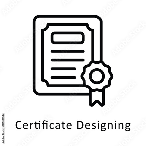 Certificate Designing Vector Outline Icon. Eps file 10