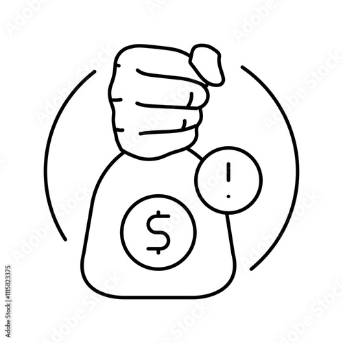 corruption money business cash line icon vector. corruption money business cash sign. isolated contour symbol black illustration