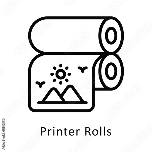 Printer Rolls  Vector Outline Icon. Eps file 10