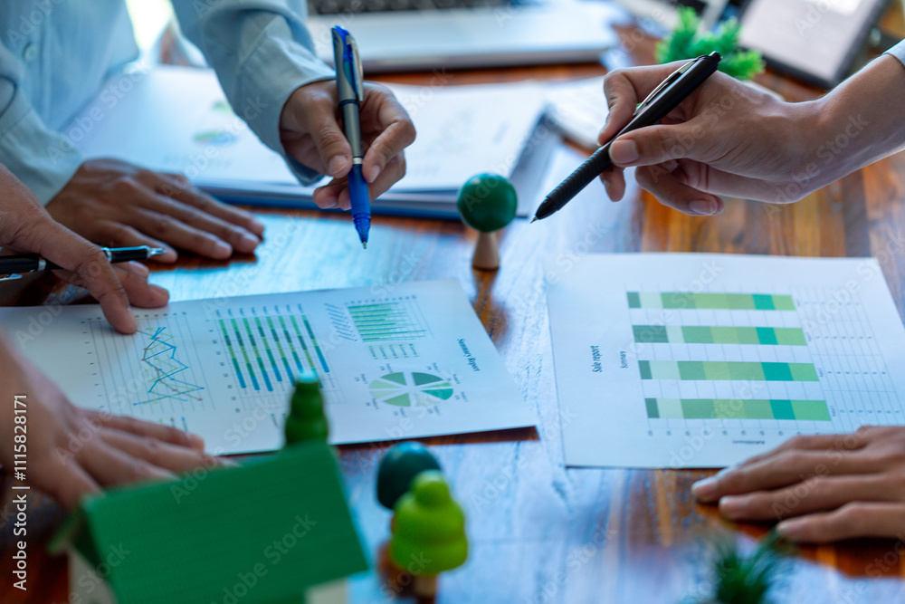 © doidam10 - Corporate office conducted analysis with green, environmentally friendly approach, demonstrating business growth and commitment to sustainability in environment. sustainability, business, green.