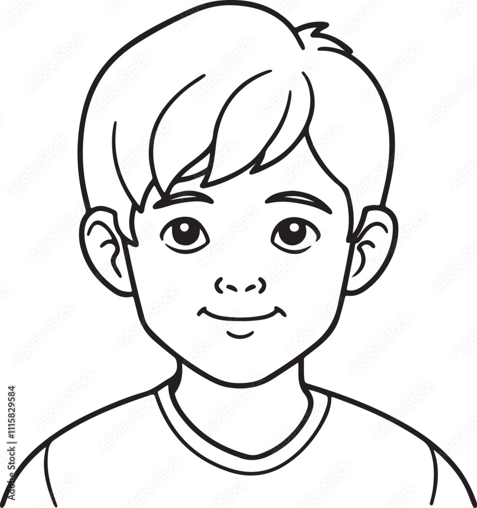 Fototapeta premium Boy line drawing vector illustration