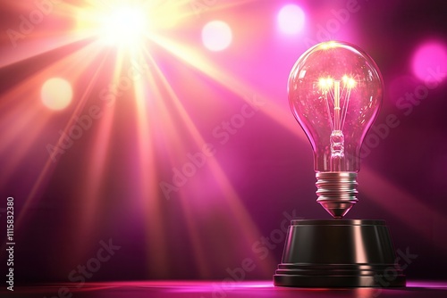 Glowing Trophy with Light Bulb Innovation Award