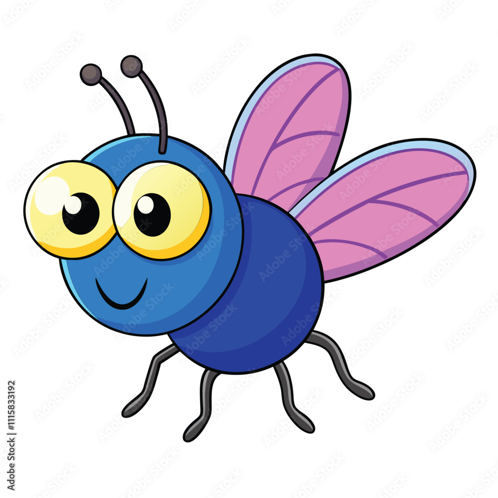 Obraz premium Vector Clip Art of a Blue-Colored Happy Hornet