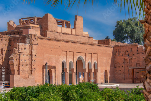 Architecture of the El Badii Palace, a vestige of the history of Marrakech in Morocco photo