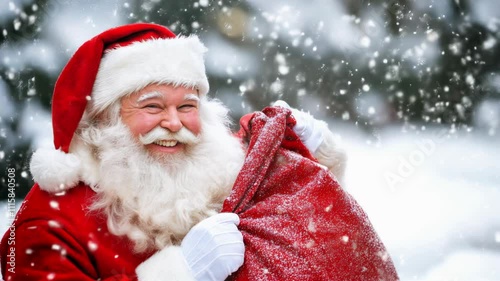 Santa Claus Carrying His Gift Bag in a Snowy Wonderland sin título