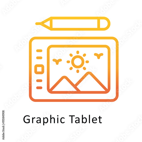 Graphic Tablet Vector Gradient Outline Icon. Eps file 10