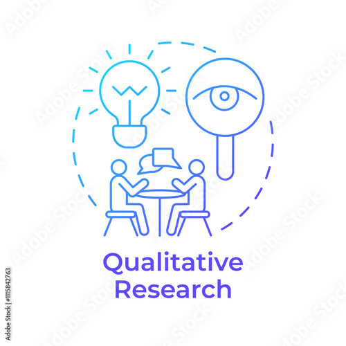 Qualitative research blue gradient concept icon. Data collecting. Interview, communication. Round shape line illustration. Abstract idea. Graphic design. Easy to use in infographic, presentation