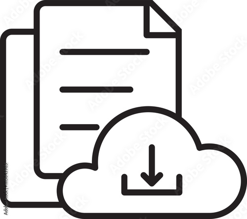 cloud storage, document file download to cloud  icon vector