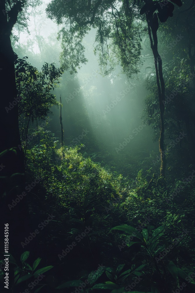 Fototapeta premium Enchanting Misty Rainforest Adventure